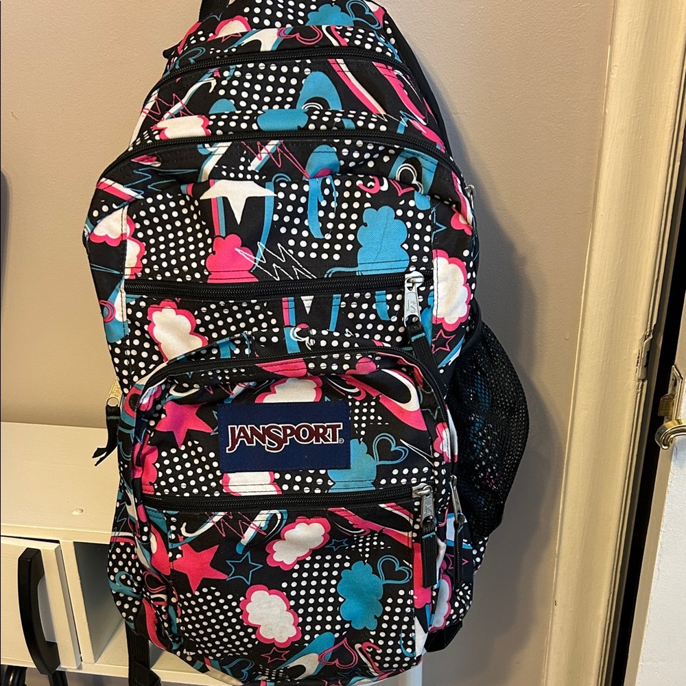 Jansport Black and Blue Graphic Backpack